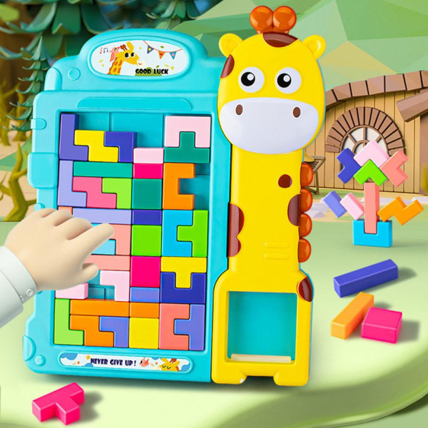 Tecknad Giraffe Block Toy Stacked Tower Brädspel Barn Balans pink one-size