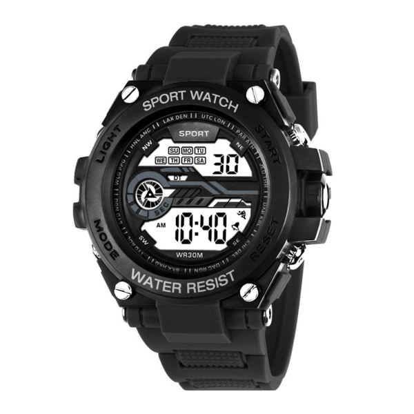 Mode Digital Watch Elektronisk Display Watch Rund Klocka Black One size