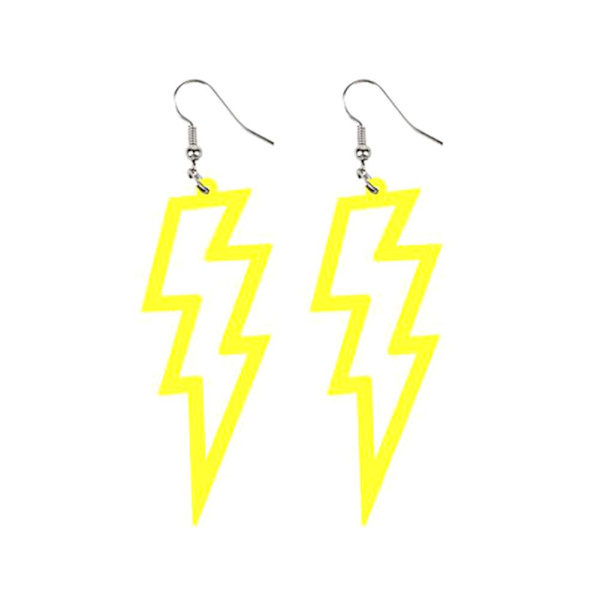 Flash Örhängen Funky Kitsch 80-90-tal Punk Rock Bolt retro firande Yellow One size