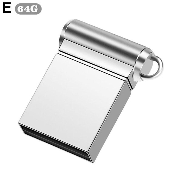 weiyufang Mini USB-minne USB-minne Bärbar minnespinne Metallpenna D silverE 64GB