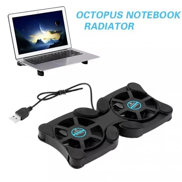 Vikbar Tyst USB-driven 2 Fläktar Kylplatta Slim Cooler Laptop Basstativ