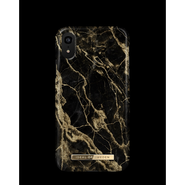Printed Case iPhone XR Golden Smoke Marble Black