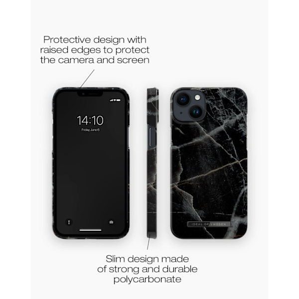 Printed Case MagSafe iPhone 14 Plus Black Thunder Marble Black