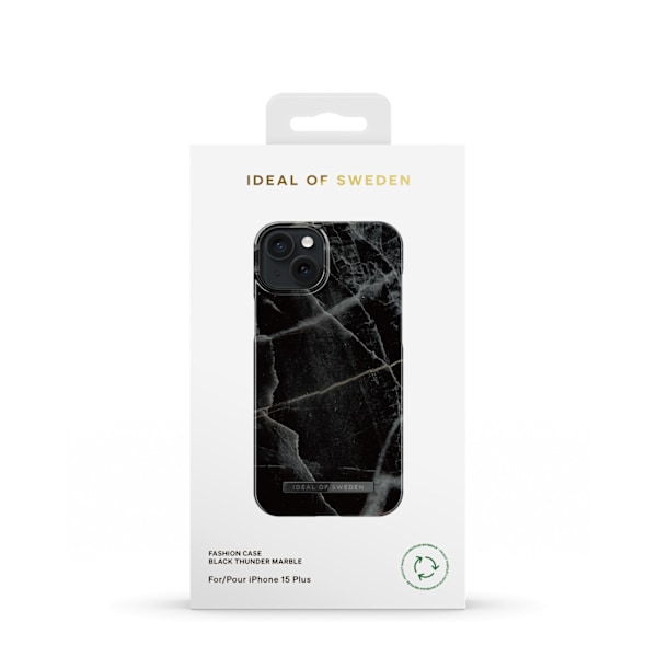 Printed Case iPhone 15 Plus Black Thunder Marble Marble