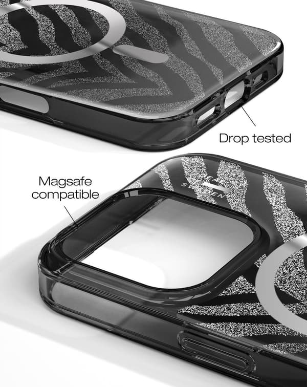 Clear Case MagSafe iPhone 16 Pro Max Zebra Mystique Black
