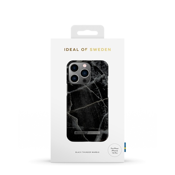 Printed Case iPhone 14 Pro Black Thunder Marble Black