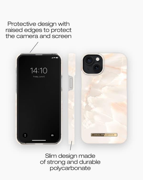 Printed Case MagSafe iPhone 15 Plus Rose Pearl Marble Rosa