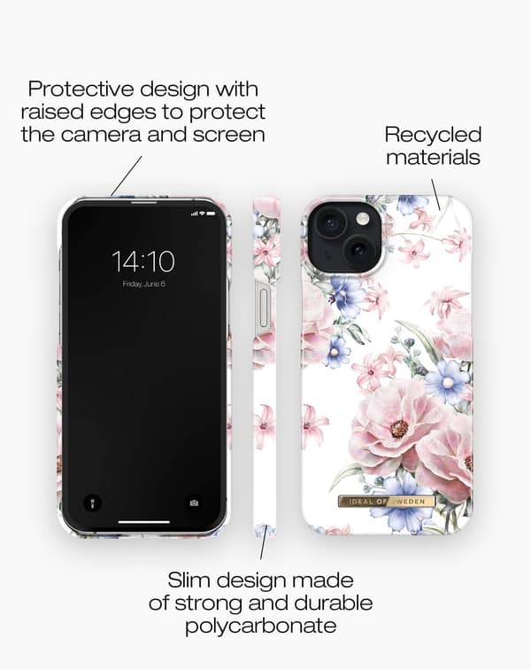 Printed Case iPhone 15 Plus Floral Romance Vit