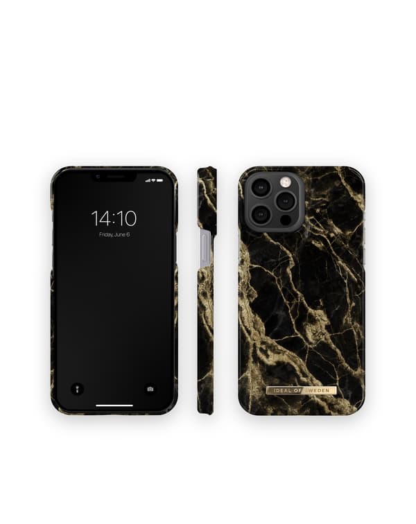 Printed Case iPhone 12 Pro Max / 13 Pro Max Golden Smoke Marble Black
