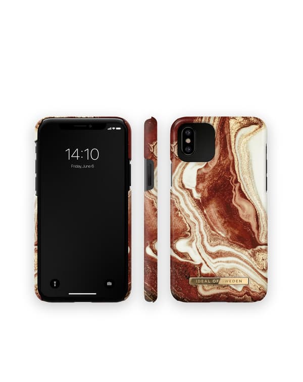 Printed Case iPhone 11 Pro / XS / X GGolden Rusty Marble Red