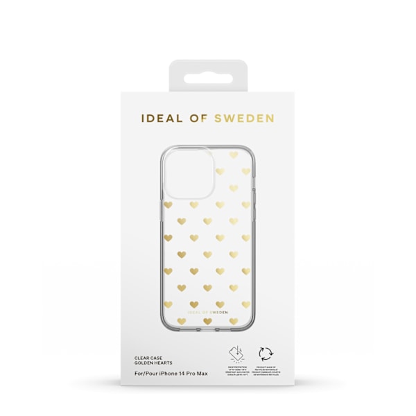 Clear Case iPhone 14 Pro Max Golden Hearts Transparent