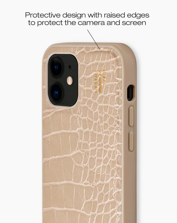 Vegan Leather Case iPhone 12 / 12 Pro Warm Beige Croco