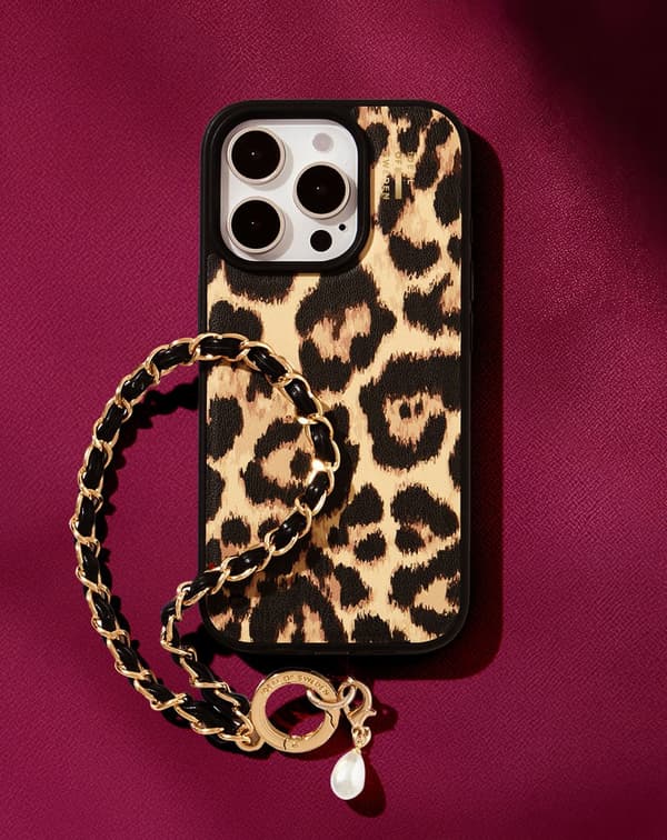 Phone Wristlet Strap Noir Gold Black
