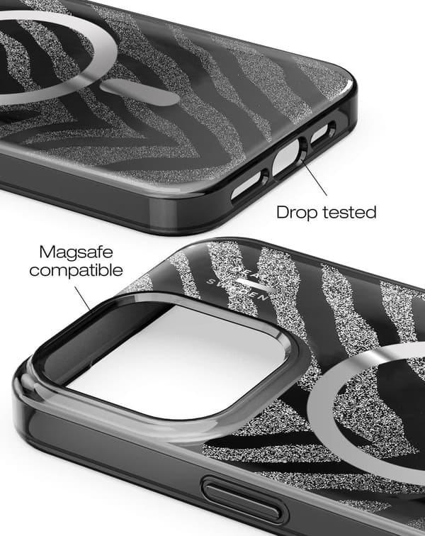 Clear Case MagSafe iPhone 15 Pro Max Zebra Mystique Svart