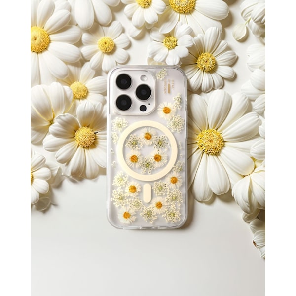 Clear Case MagSafe iPhone 13 / 14 / 15 / 16e Daisy Bloom Transparent