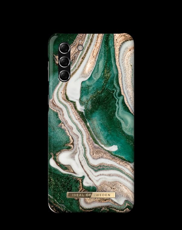Printed Case Galaxy S21 Plus Golden Jade Marble Green