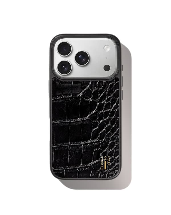 Vegan Leather Case MagSafe iPhone 17 Pro Black Croco Black