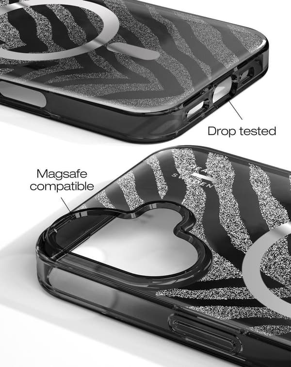 Clear Case MagSafe iPhone 17 Zebra Mystique Black