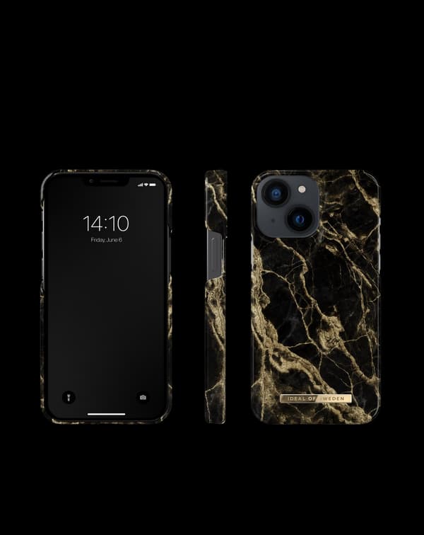 Printed Case iPhone 13 Mini Golden Smoke Marble Black