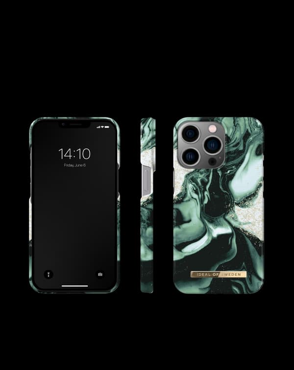 Printed Case iPhone 13 Pro Golden Olive Marble Green
