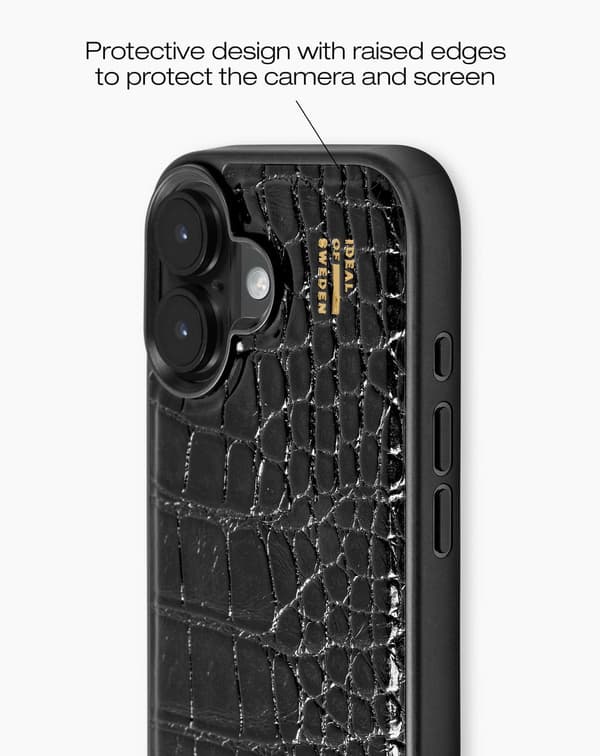 Vegan Leather Case iPhone 16 Black Croco