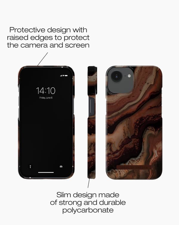 Printed Case MagSafe iPhone 13 / 14 / 16e / 17e Dark Amber Marble Brown