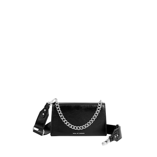 Medium Lia Baguette Bag Glossy Black-Slvr Hrdwre