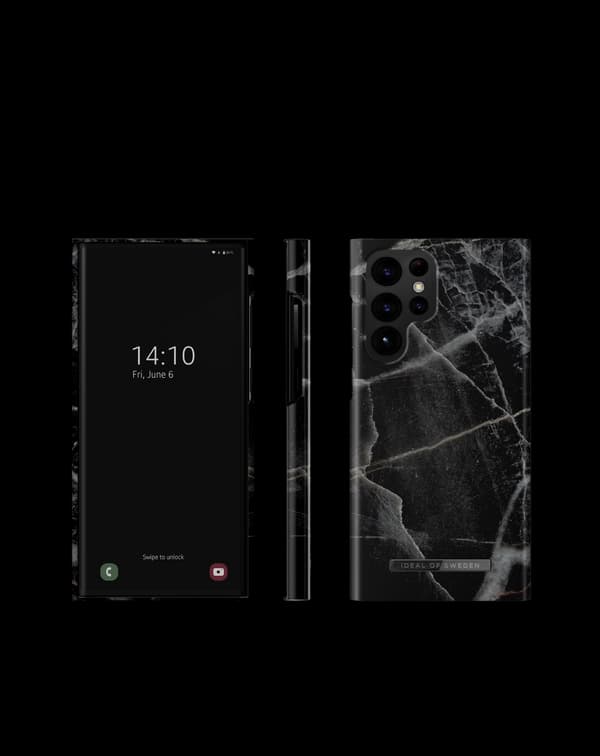 Printed Case Galaxy S22 Ultra Black Thunder Marble Black