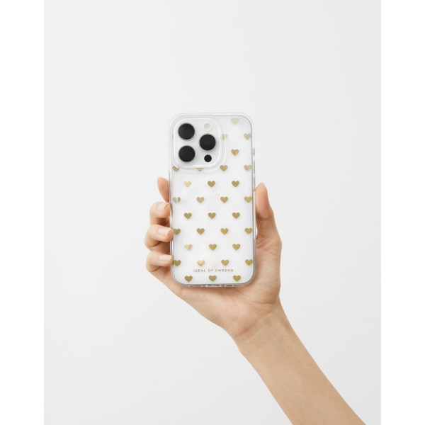 Clear Case iPhone 15PM Golden Hearts