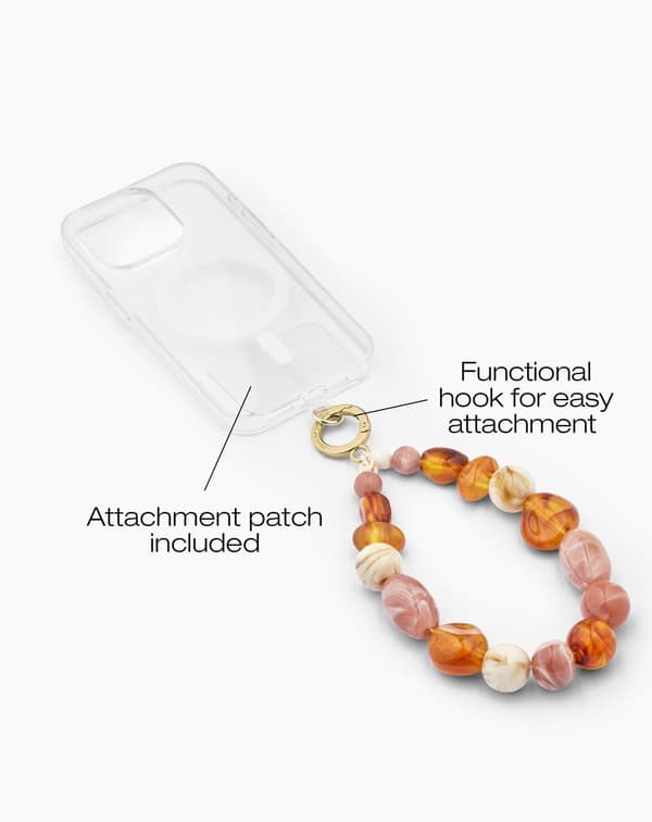 Phone Wristlet Strap Boho Beads Pink