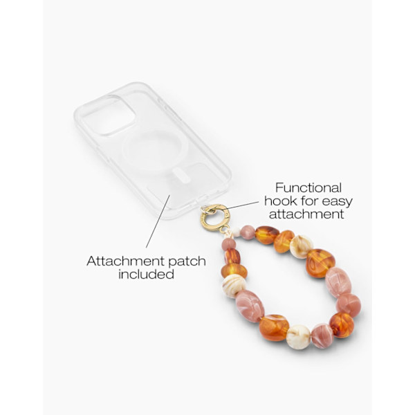 Phone Wristlet Strap Boho Beads Rosa