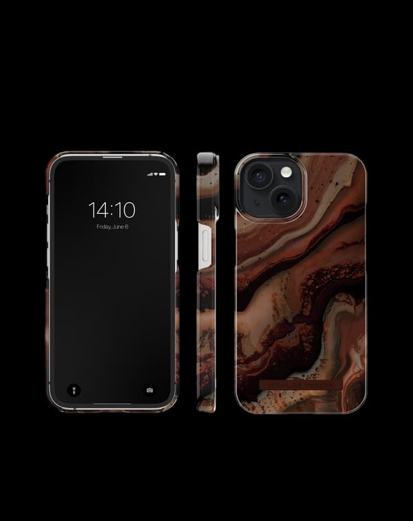 Printed Case MagSafe iPhone 15 Dark Amber Marble Brown