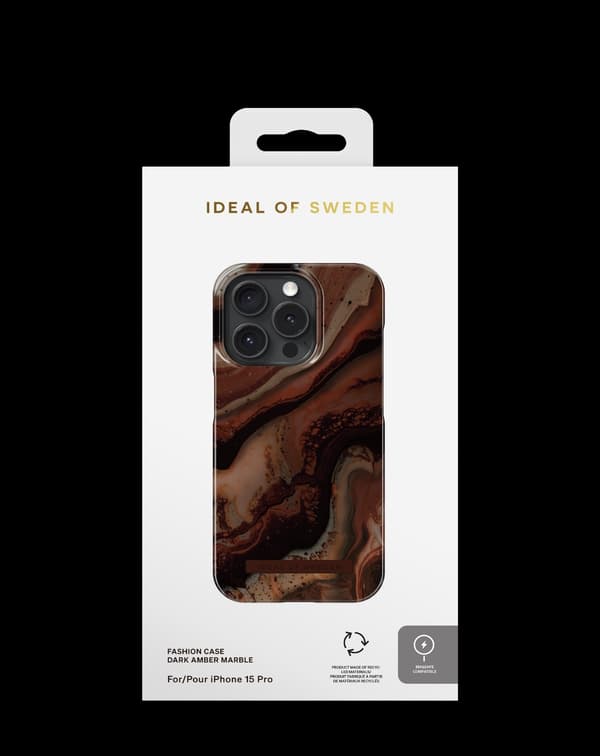 Printed Case MagSafe iPhone 15 Pro Dark Amber Marble Brun