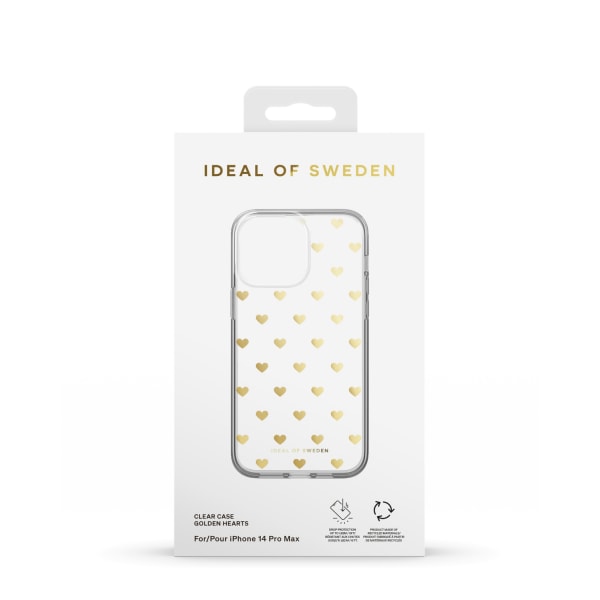 Clear Case iPhone 14PM Golden Hearts