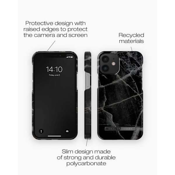 Printed Case iPhone 12 Mini Black Thunder Marble Black