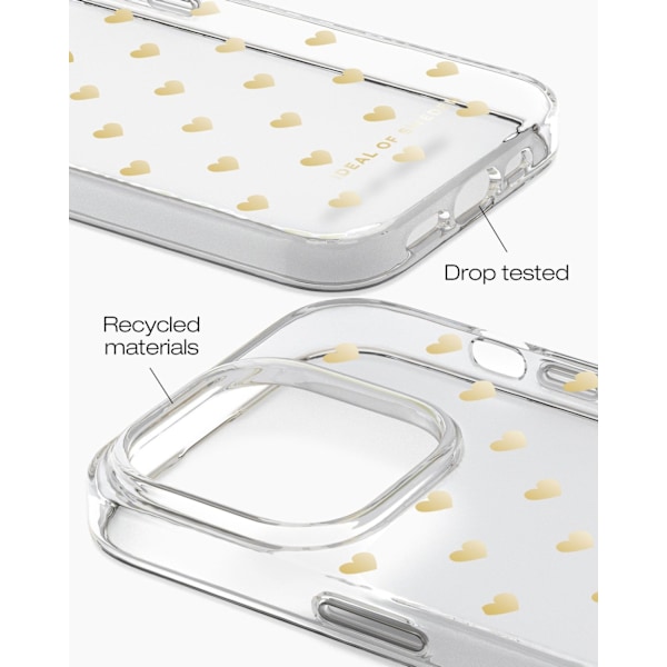 Clear Case iPhone 14 Pro Max Golden Hearts Transparent