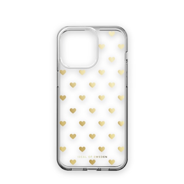 Clear Case iPhone 15 Pro Max Golden Hearts Transparent