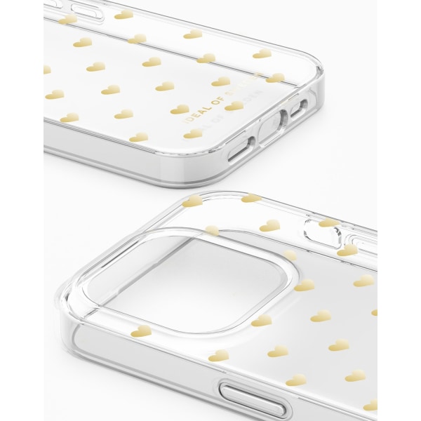 Clear Case iPhone 15PM Golden Hearts