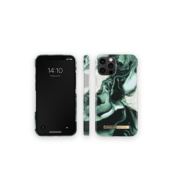 Printed Case iPhone 12 / 12 Pro Golden Olive Marble Green