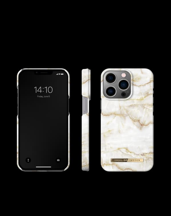Printed Case iPhone 13 Pro Golden Pearl Marble White