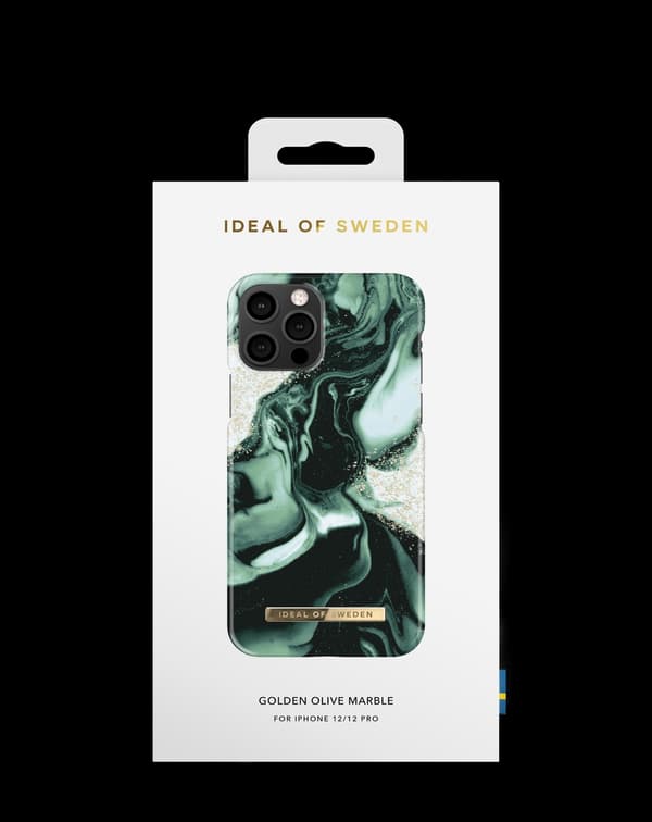 Printed Case iPhone 12 / 12 Pro Golden Olive Marble Green
