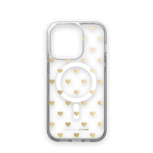 Clear Case MagSafe iPhone 14 Pro Golden Hearts Transparent