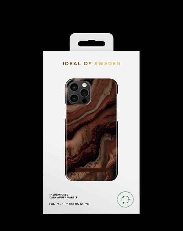 Printed Case iPhone 12 / 12 Pro Dark Amber Marble Brown