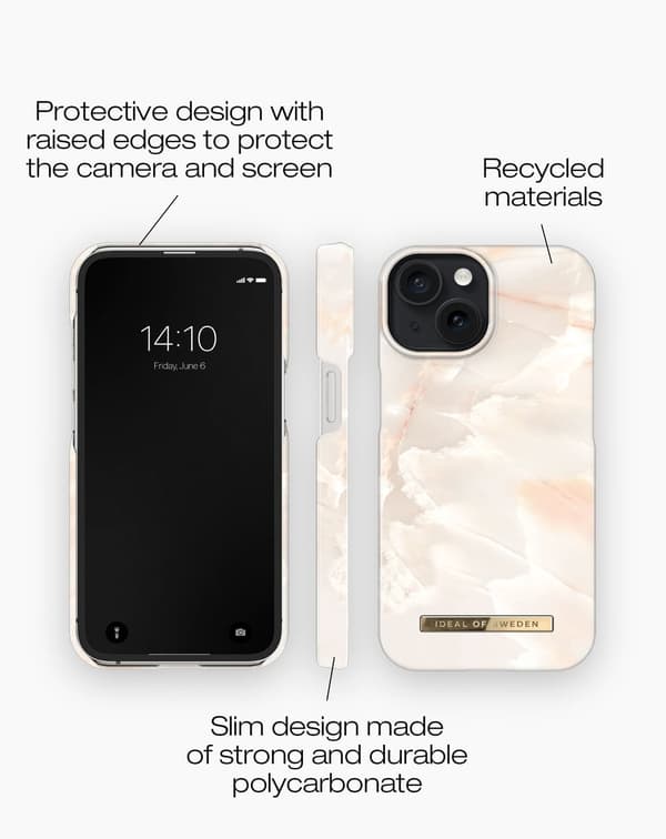 Printed Case iPhone 15 Rose Pearl Marble Rosa