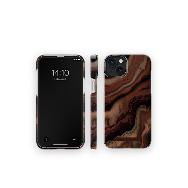 Printed Case iPhone 15 Plus Dark Amber Marble Brun
