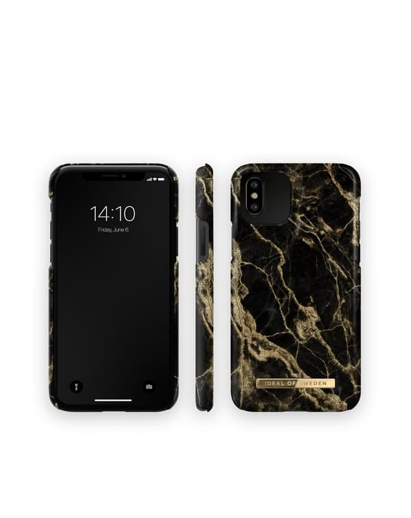 Printed Case iPhone 11 Pro / XS / X Golden Smoke Marble Black