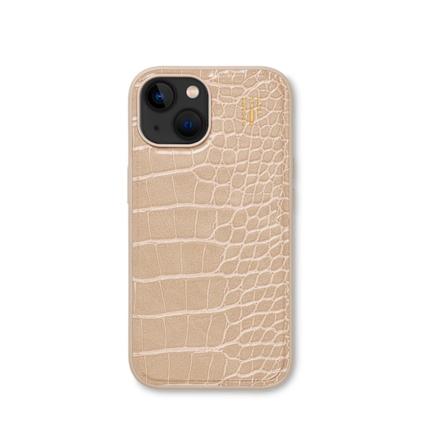 Vegan Leather Case MagSafe iPhone 13 / 14 / 15 / 16e Warm Beige Croco Beige