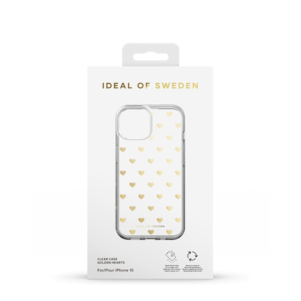 Clear Case iPhone 13 / 14 / 15 / 16e Golden Hearts Transparent