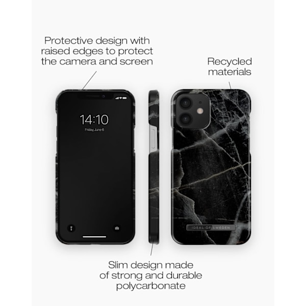 Printed Case iPhone 12 / 12 Pro Black Thunder Marble Black