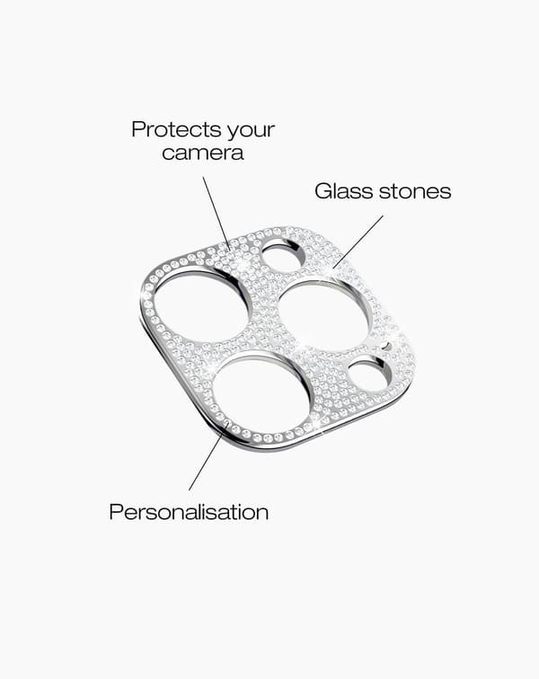 Camera Lens Protector 3D iPhone 15 Pro / 15 Pro Max Stones Silver